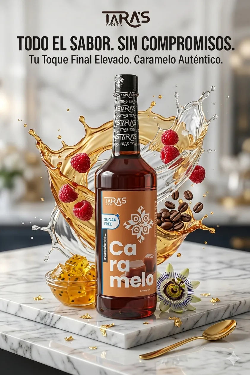 Jarabe caramelo sin azúcar para bebidas y café Taras México