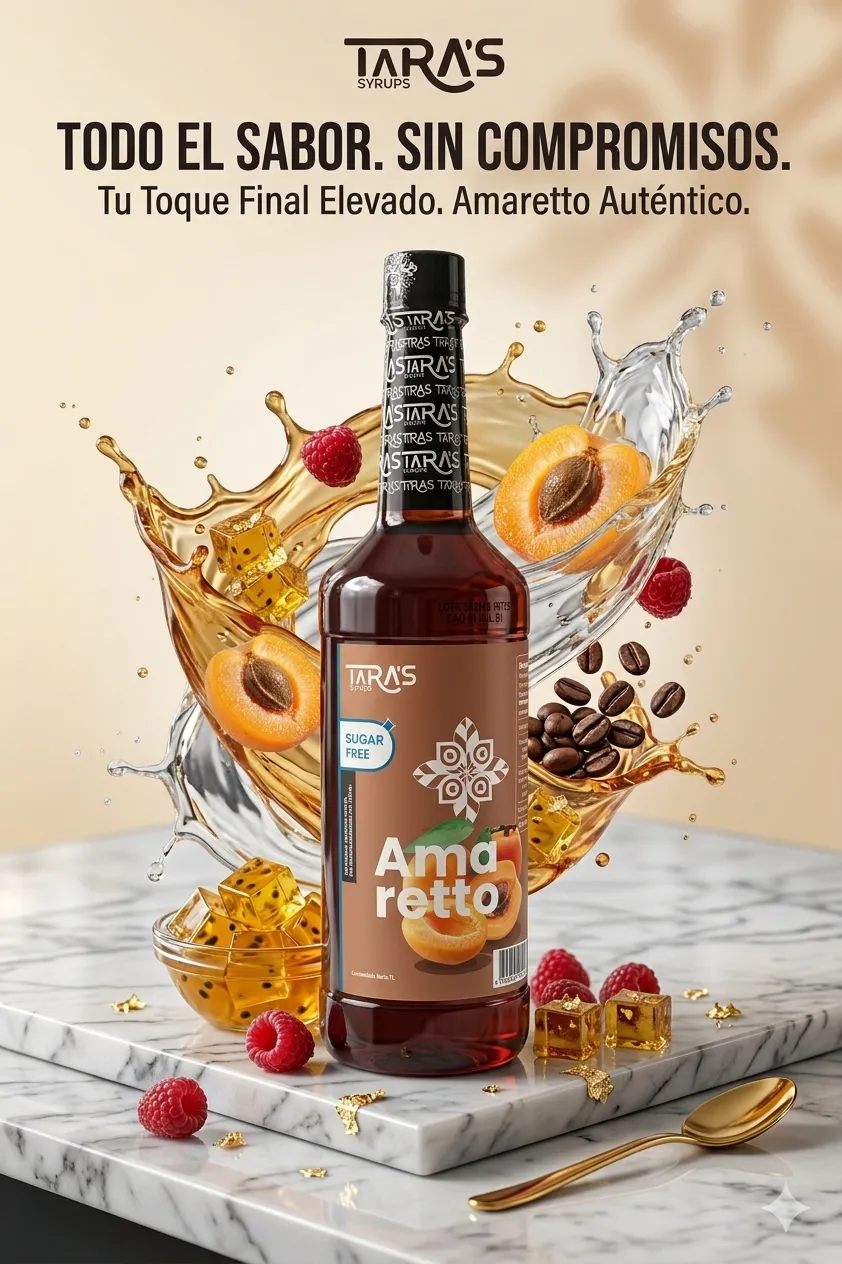 Jarabe amaretto sin azúcar para coctelería y bebidas Taras