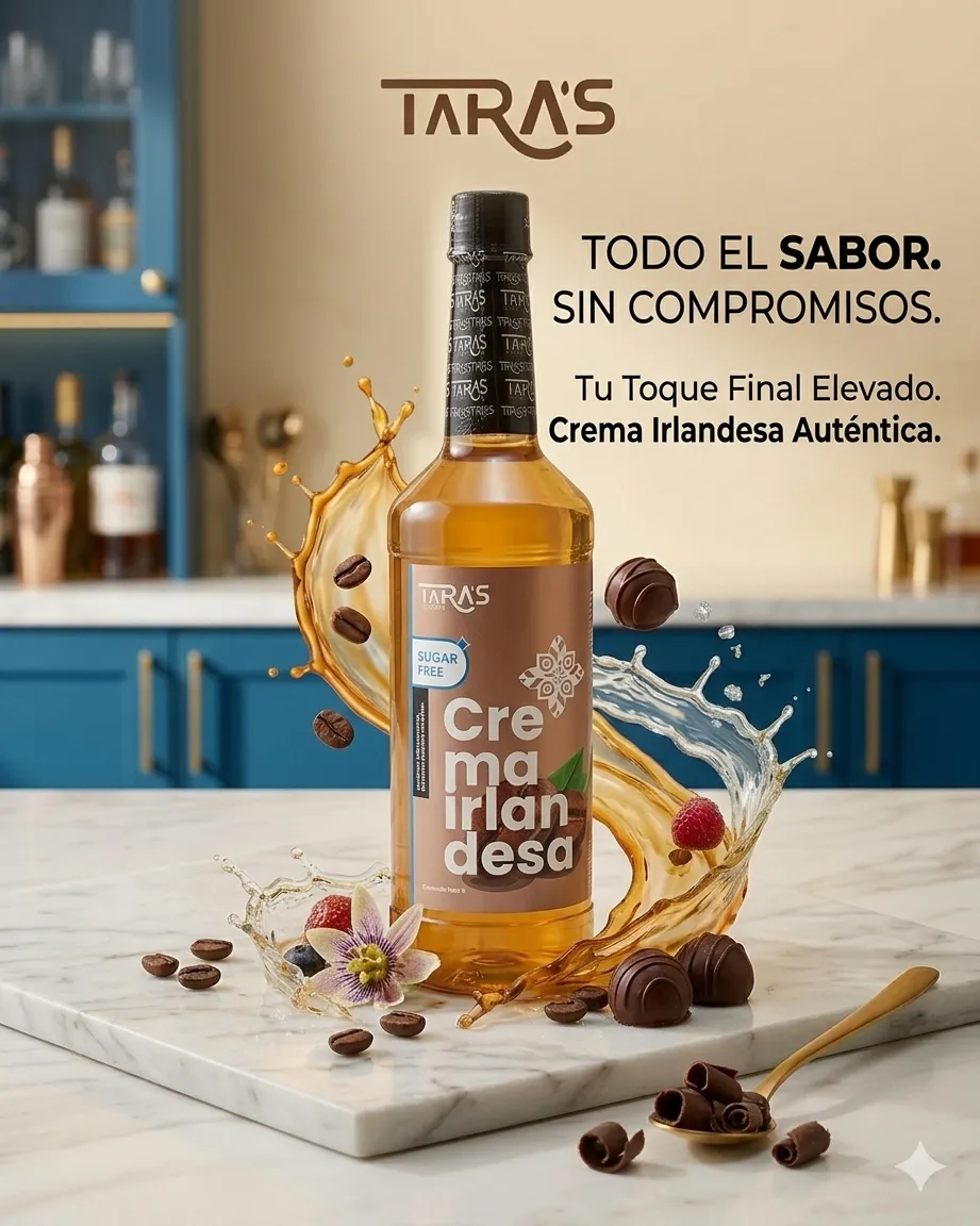 Jarabe crema irlandesa sin azúcar para bebidas de cafetería Taras
