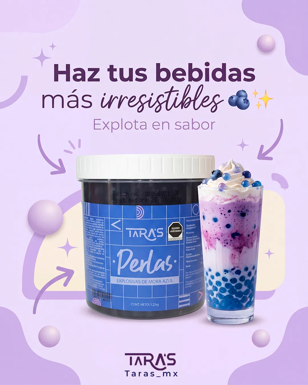 Insumos para cafetería con perlas explosivas de mora azul para bebidas y boba