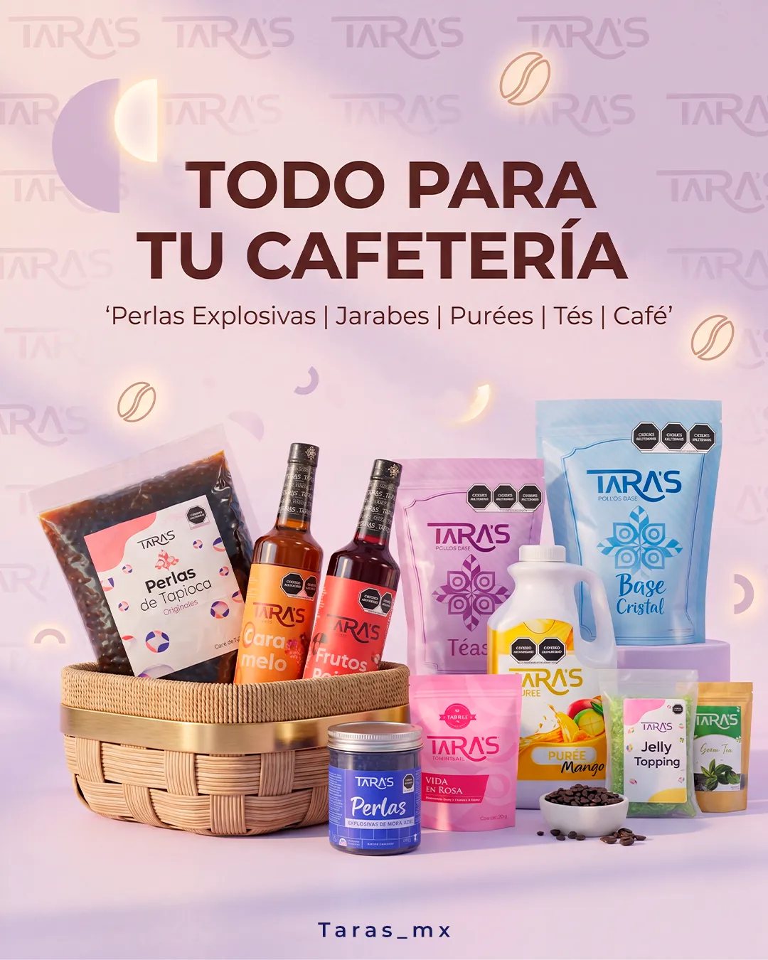 Insumos para cafetería en México como jarabes, tés, perlas y toppings