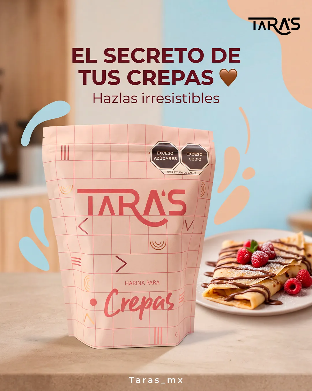 Insumos para cafetería como harina para crepas y toppings dulces